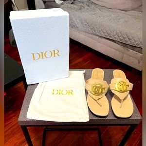 Christian Dior womens sandals - size 10- pre loved beige , short heel